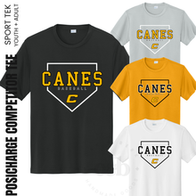 Load image into Gallery viewer, MTO - Canes Baseball Home Plate, Sport-Tek Tee {youth, adult + TALL}