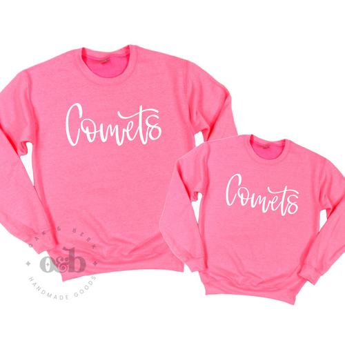 MTO / Comets Pink Crewneck, youth+adult
