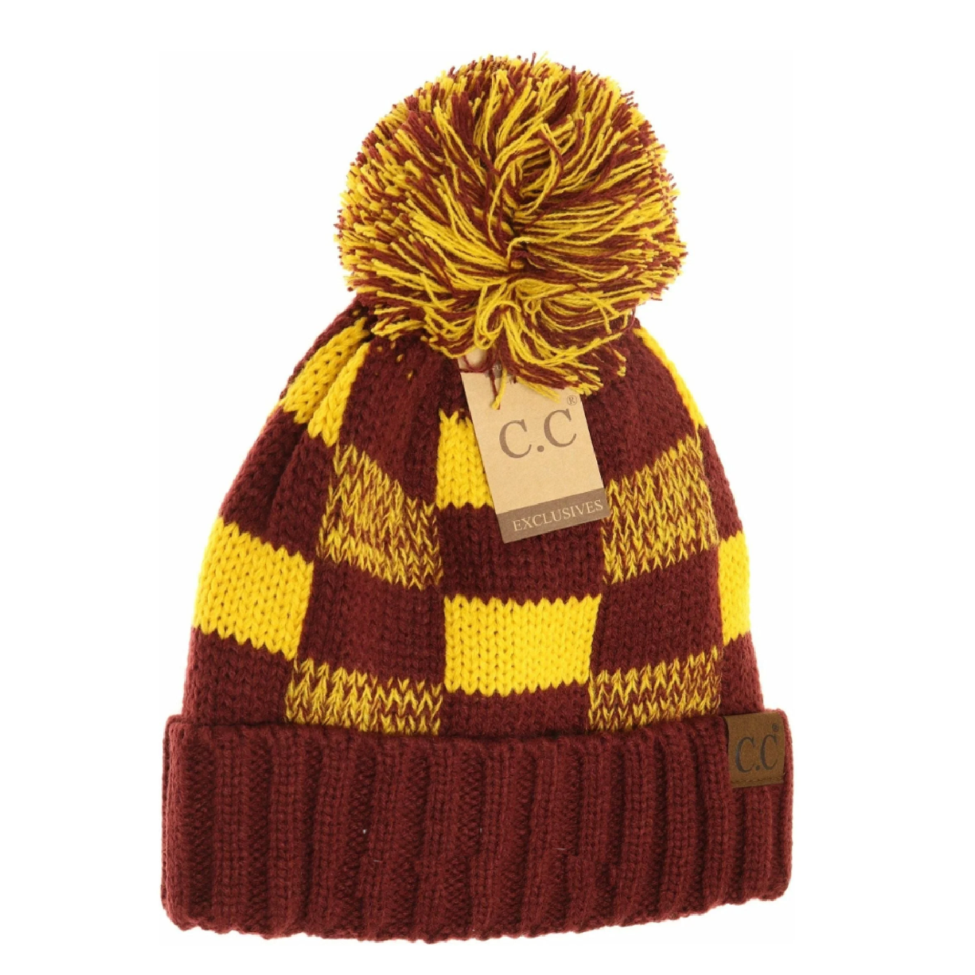 RTS / ADULT Checkered Pom Beanies