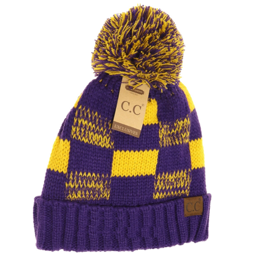 RTS / ADULT Checkered Pom Beanies