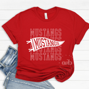 MTO / Mustangs Stacked Pennant, youth+adult