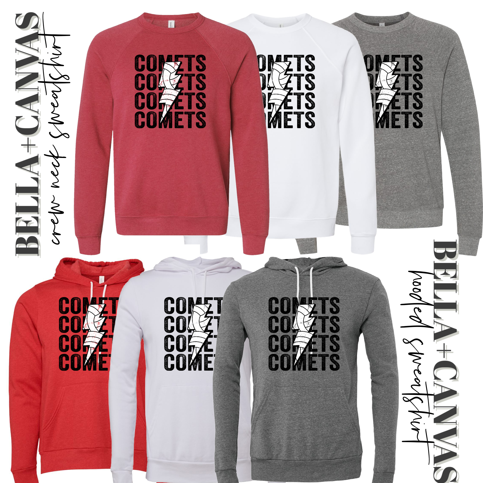 MTO / Comet Volleyball, youth+adult sweatshirts