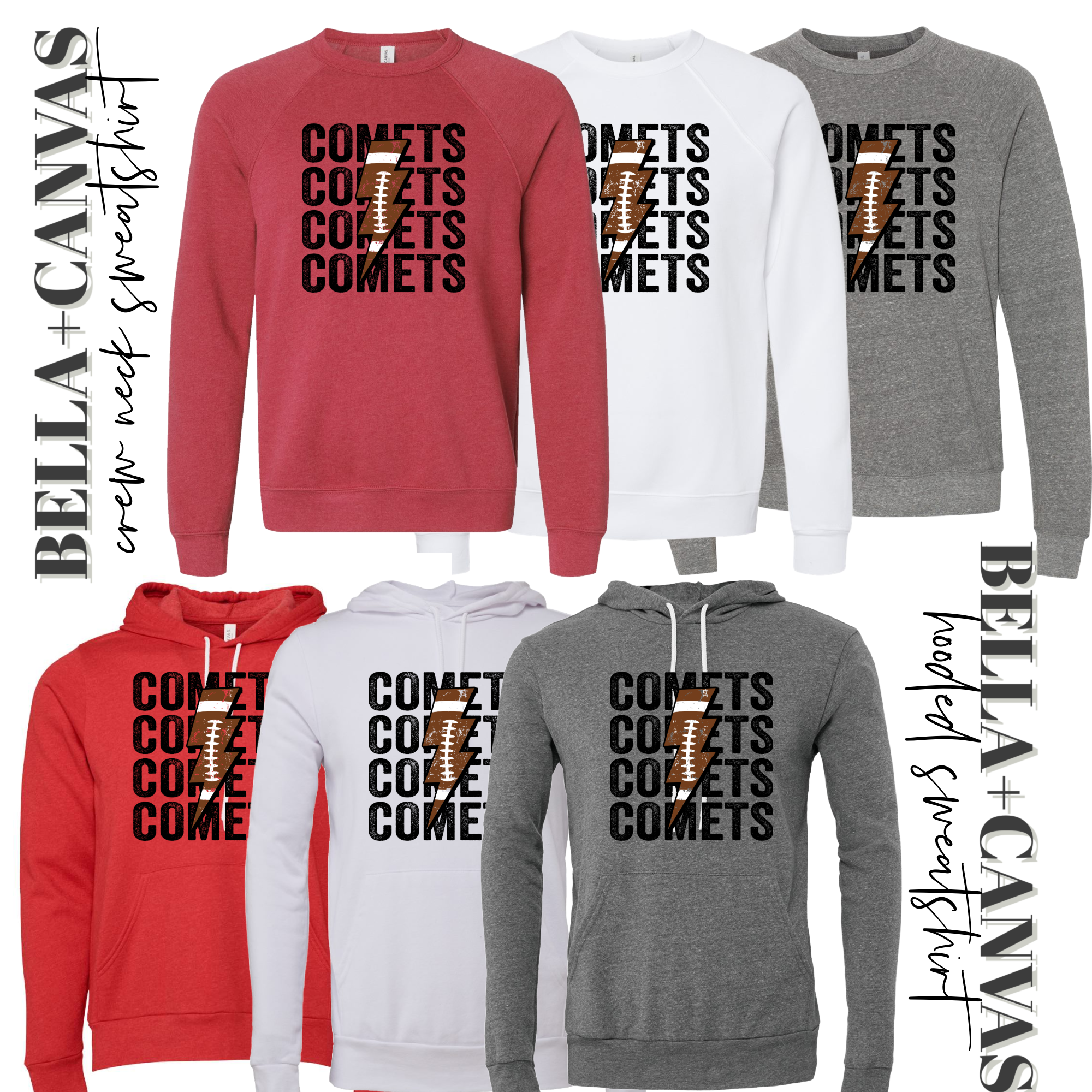 MTO / Comet Football, youth+adult sweatshirts