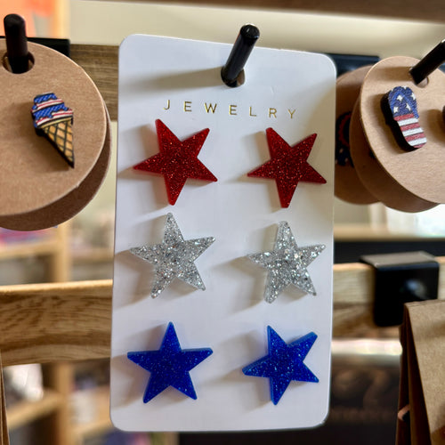 RTS / Acrylic Glitter Star Studs, set of 3