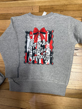 Load image into Gallery viewer, RTS / Toddler North Polk Preppy Bow, crewneck- Sport Grey
