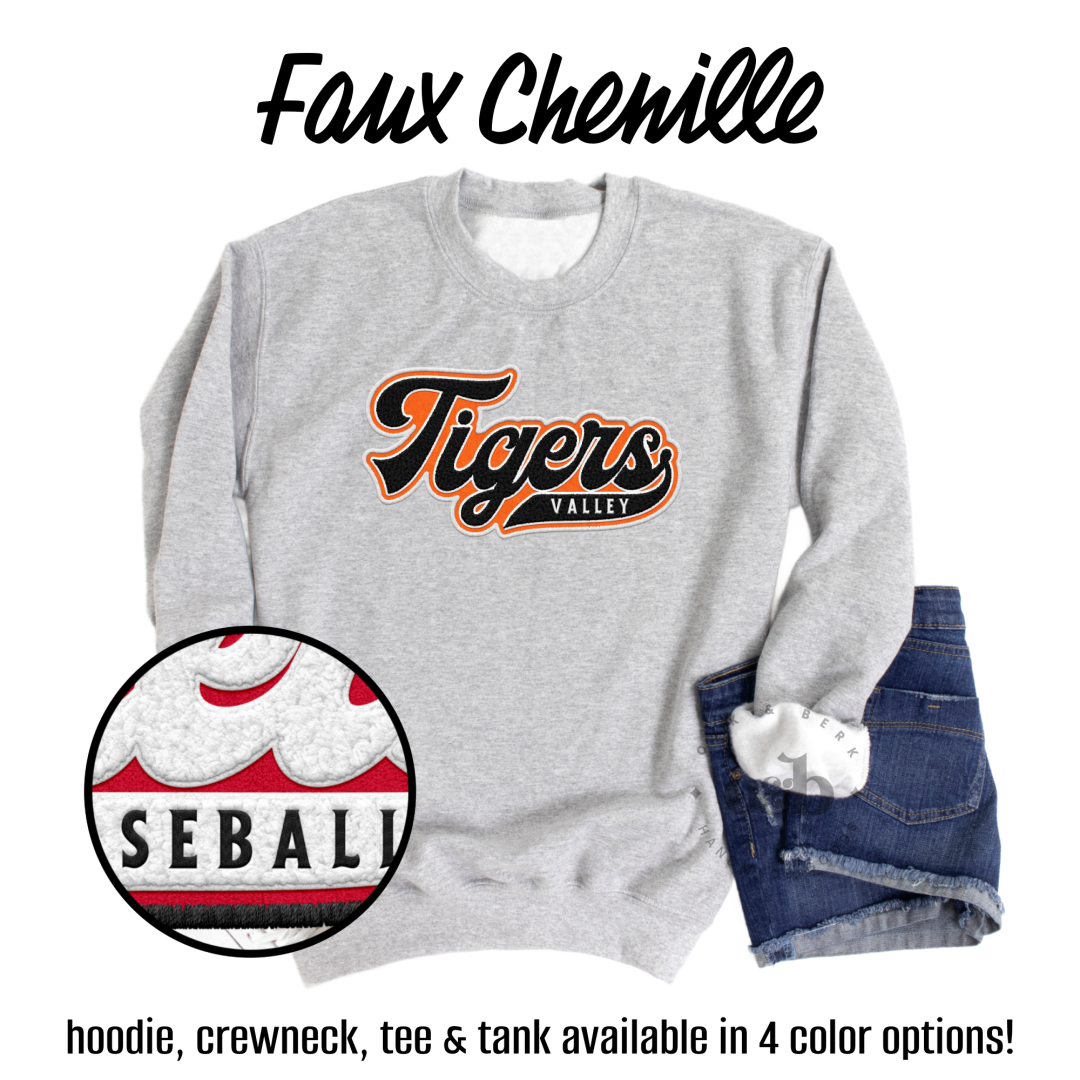 MTO / Tigers Faux Chenille Patch, valley {adult}