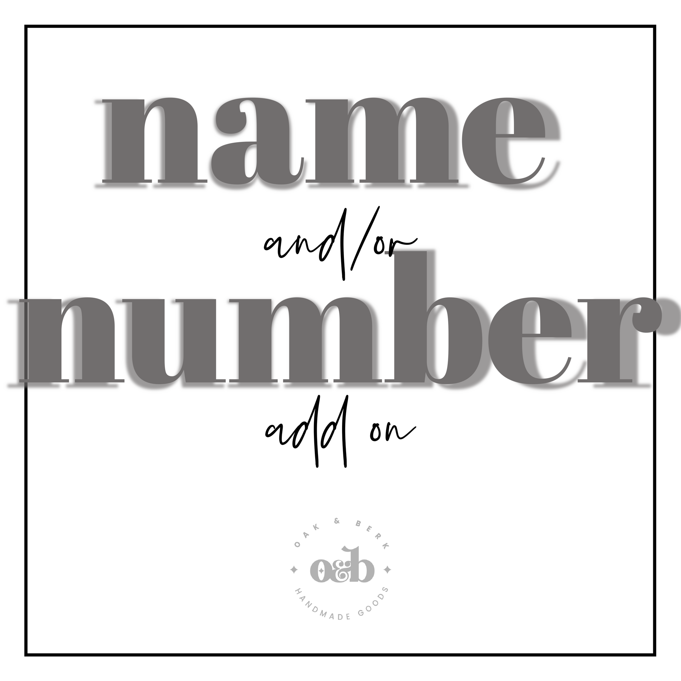 ADD A NAME AND/OR NUMBER TO YOUR SHIRT!