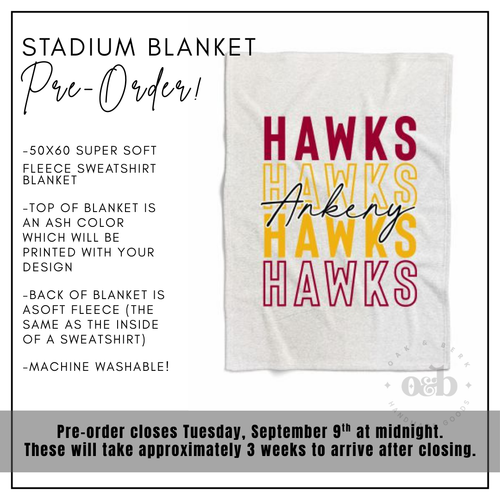 PRE-ORDER | Ankeny Hawks Stadium Blanket