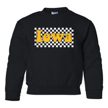 Load image into Gallery viewer, RTS / Retro Checkered Iowa, youth crewneck