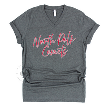 Load image into Gallery viewer, MTO / North Polk Comets DL Script, v-neck tee