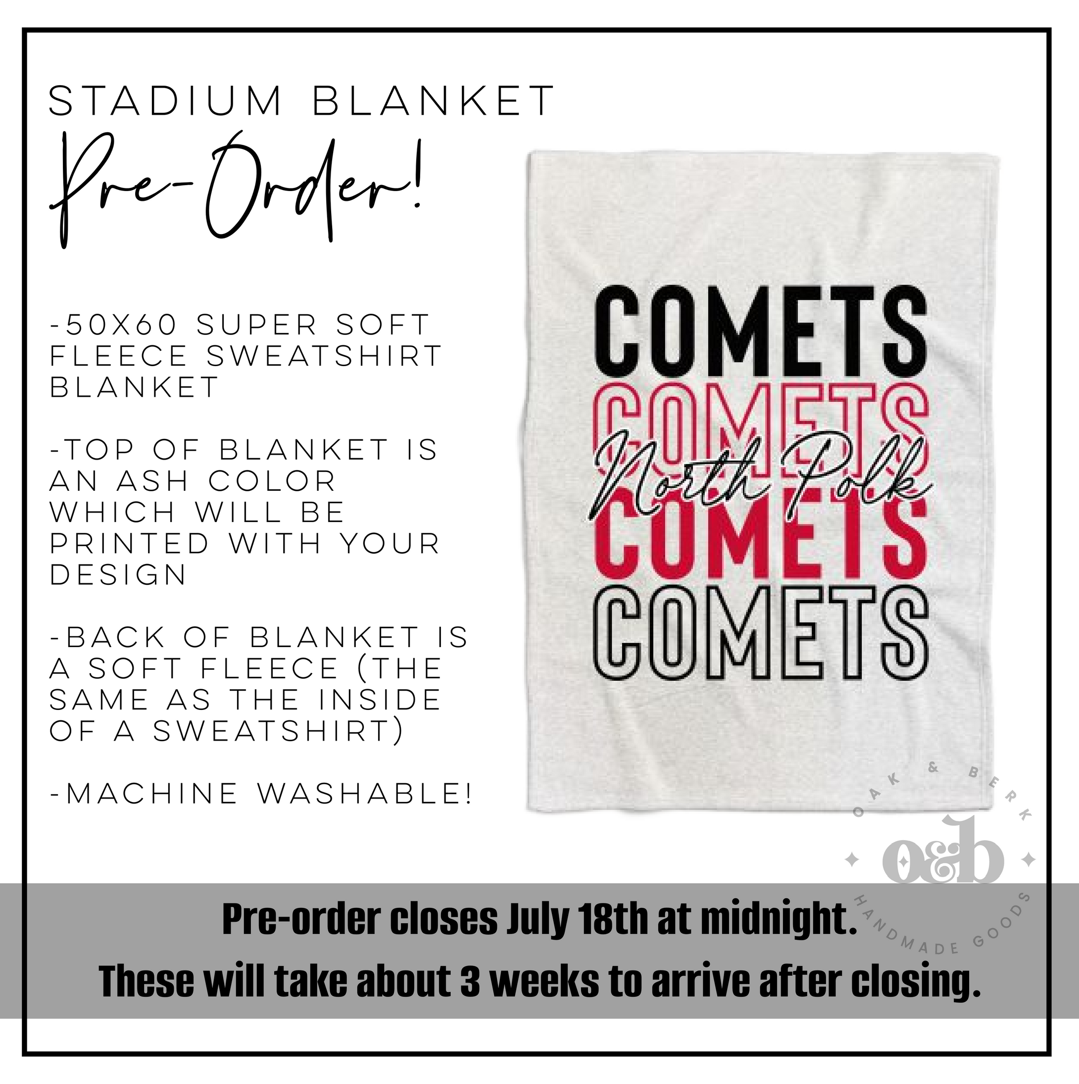 READY TO SHIP | North Polk Stadium Blanket