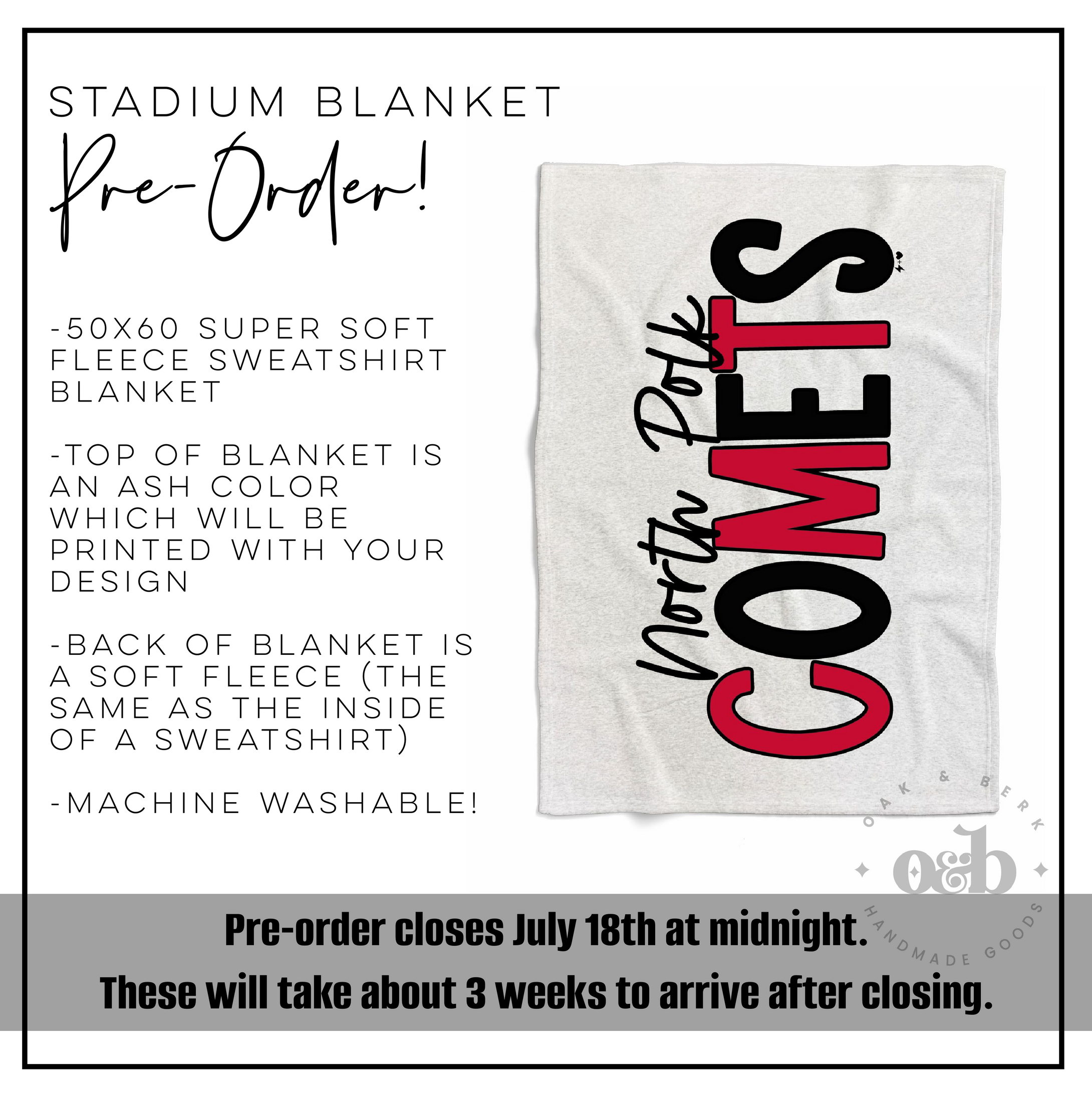 READY TO SHIP | North Polk Stadium Blanket