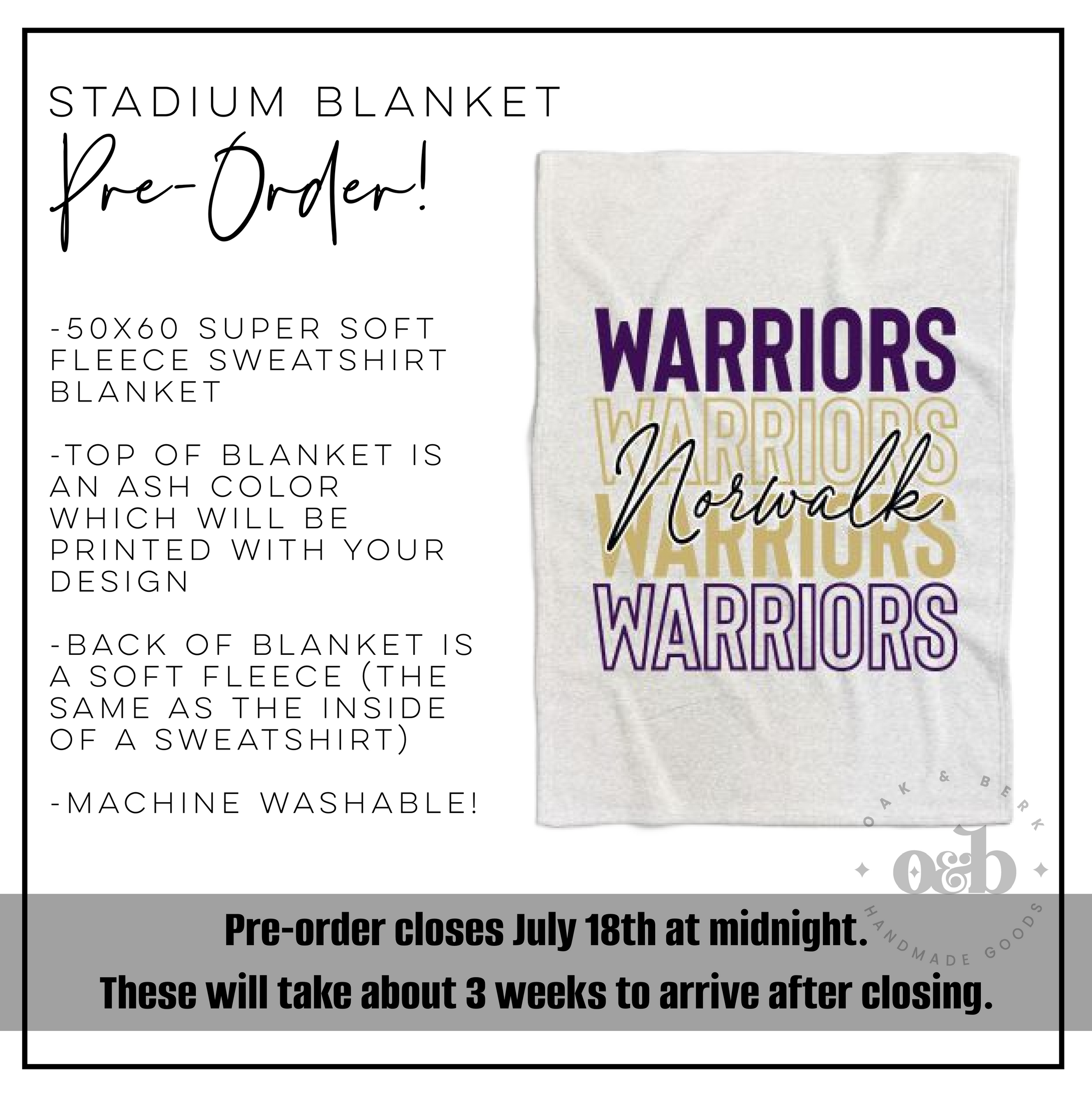 PRE-ORDER | Norwalk Stadium Blanket