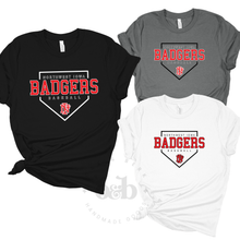 Load image into Gallery viewer, MTO / Badgers Baseball Home Plate, bella+canvas tee