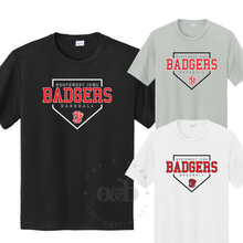 Load image into Gallery viewer, MTO / Badgers Baseball Home Plate, sport tek tee