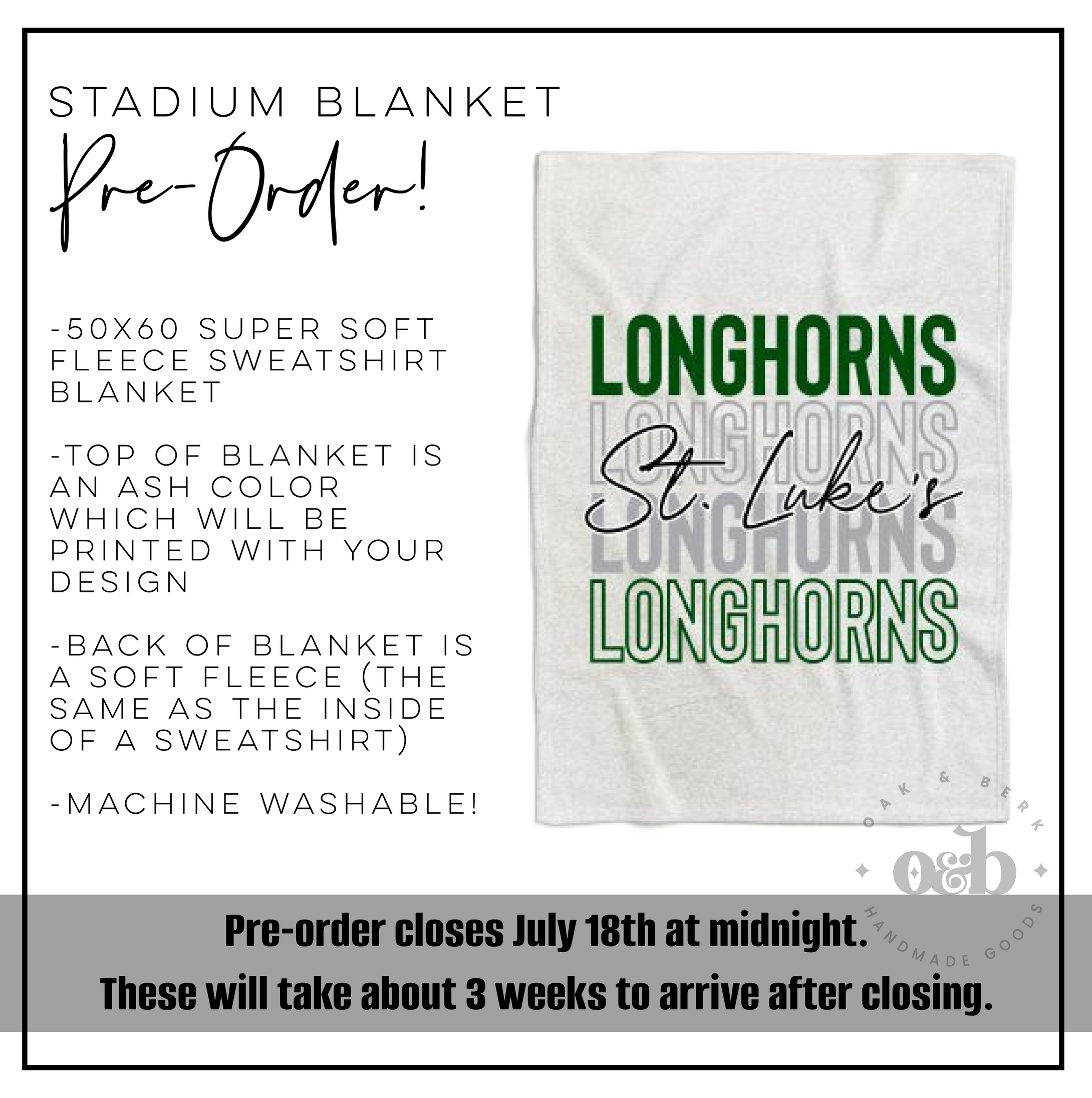 PRE-ORDER | St. Lukes Stadium Blanket