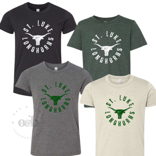MTO / St. Luke Longhorns Circle Grunge, tee