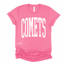 Load image into Gallery viewer, RTS / Comets Tall Distressed Pink Tee, youth+adult