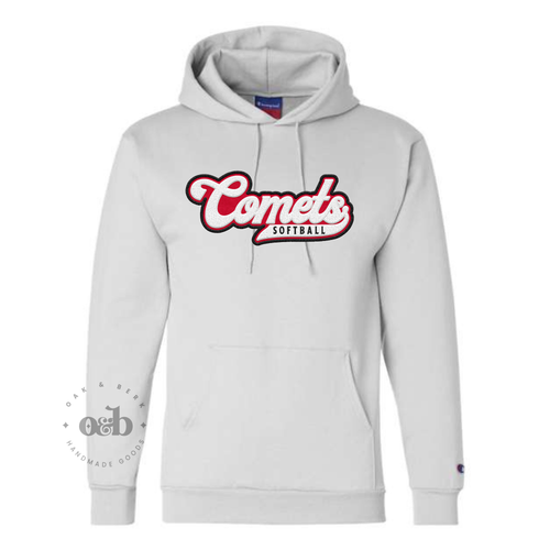 RTS / Comets Faux Chenille Patch, softball hoodie
