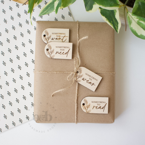 RTS / Want, Need, Wear, Read Tags, set of 4