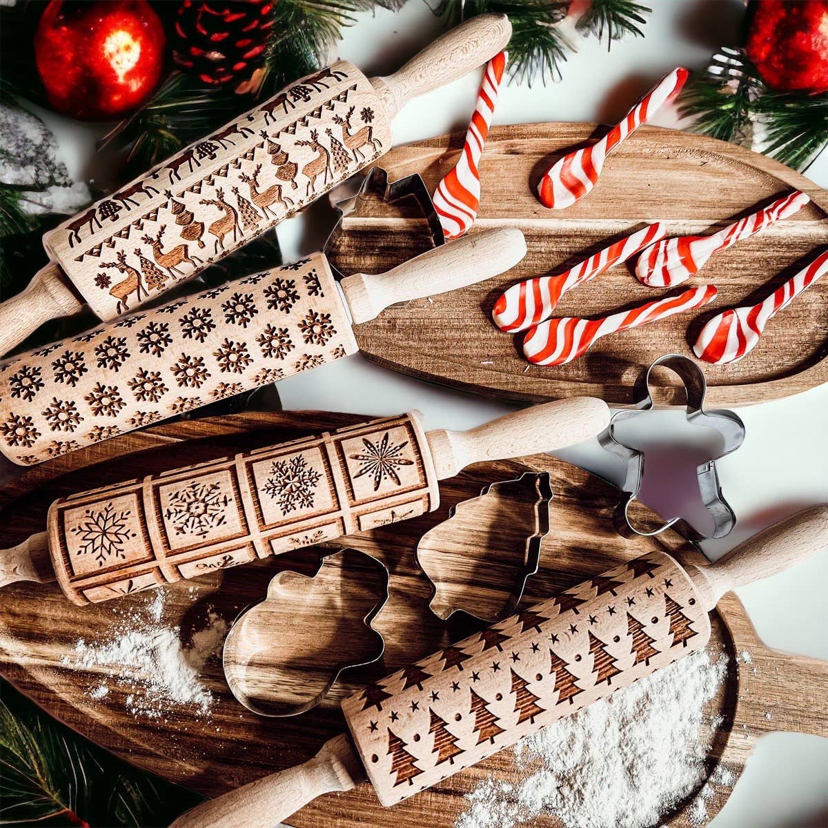 RTS / Christmas Cookie Wood Rolling Pin