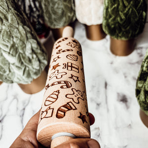 RTS / Christmas Cookie Wood Rolling Pin