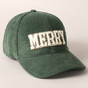 RTS / Merry Embroidered Patch Corduroy Hat, sage