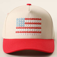 Load image into Gallery viewer, RTS / Floral American Flag Embroidered Hat, red