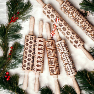 RTS / Christmas Cookie Wood Rolling Pin