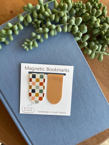 Magnetic Bookmark Pair | Boho Bookmarks | Faux Leather
