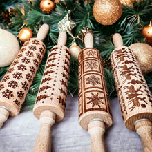 Load image into Gallery viewer, RTS / Christmas Cookie Wood Rolling Pin