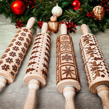 Load image into Gallery viewer, RTS / Christmas Cookie Wood Rolling Pin