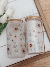 Load image into Gallery viewer, RTS / Glass Cup: Frosted Whimsical Garden 16oz
