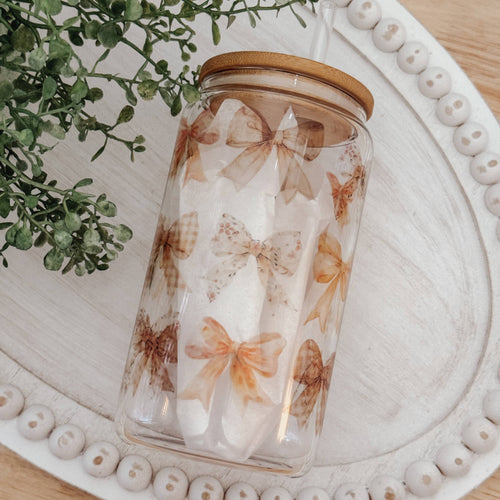 RTS / Glass Cup: Fall Bows 16oz