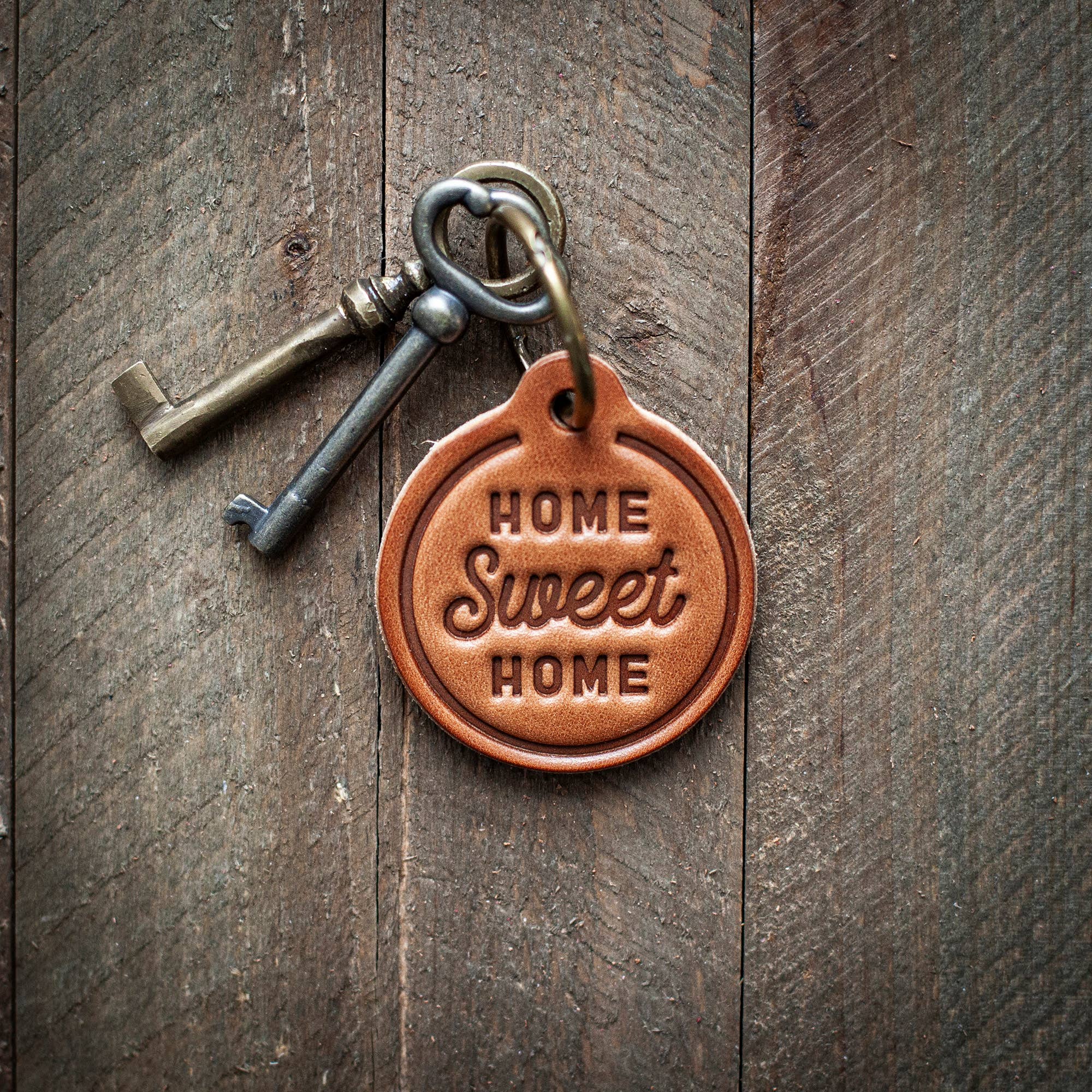 RTS / Home Sweet Home Leather Keychain Circle