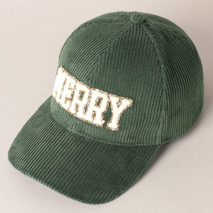 RTS / Merry Embroidered Patch Corduroy Hat, sage