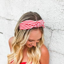 Load image into Gallery viewer, RTS / Red + White Thick Striped Structured Headband