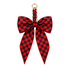Load image into Gallery viewer, RTS / Checkered Bow Bag Charm: Red/black