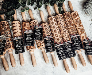 RTS / Christmas Cookie Wood Rolling Pin