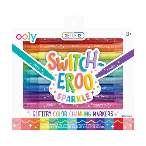 RTS / Switch-Eroo Sparkle Glittery Color Changing Markers- 12 pc