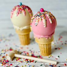 Load image into Gallery viewer, RTS / Chocolate Breakable Ice Cream Cones w/ Mini MM&amp;s, White