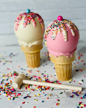 Load image into Gallery viewer, RTS / Chocolate Breakable Ice Cream Cones w/ Mini MM&amp;s, White