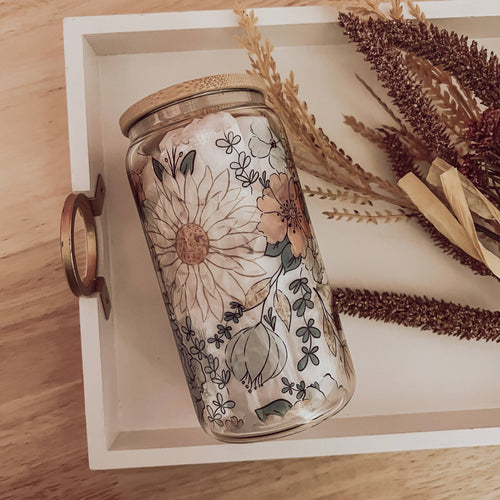 RTS / Glass Cup: Fall Floral 16oz