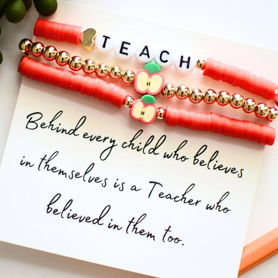 RTS / Red Teacher Bracelet Stack