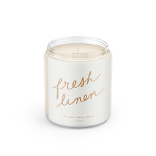 Load image into Gallery viewer, RTS / Fresh Linens - 8 oz Soy Candle