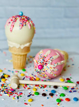 Load image into Gallery viewer, RTS / Chocolate Breakable Ice Cream Cones w/ Mini MM&amp;s, White