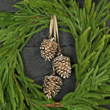Load image into Gallery viewer, RTS / Champagne Glitter Pinecone Trio Cluster