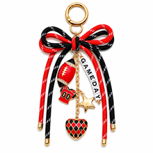 Load image into Gallery viewer, RTS / Game Day Bow Bag Charm: Red/black