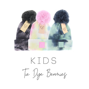 RTS / KIDS Tie Dye Pom Beanies