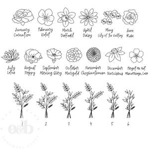 MTO / Engraved Birth Flowers